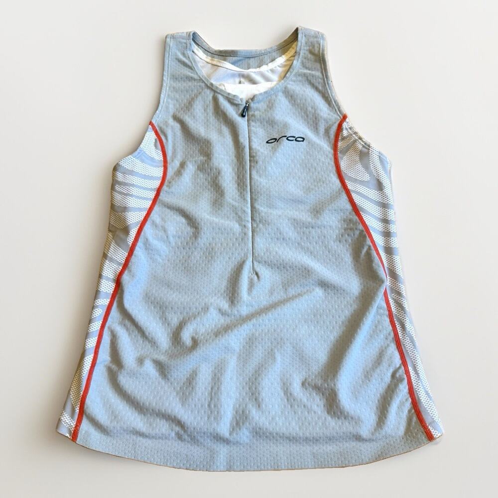 Orca 226 Triathlon Jersey Tri Shirt Size Medium Zipper Front Gray Pockets